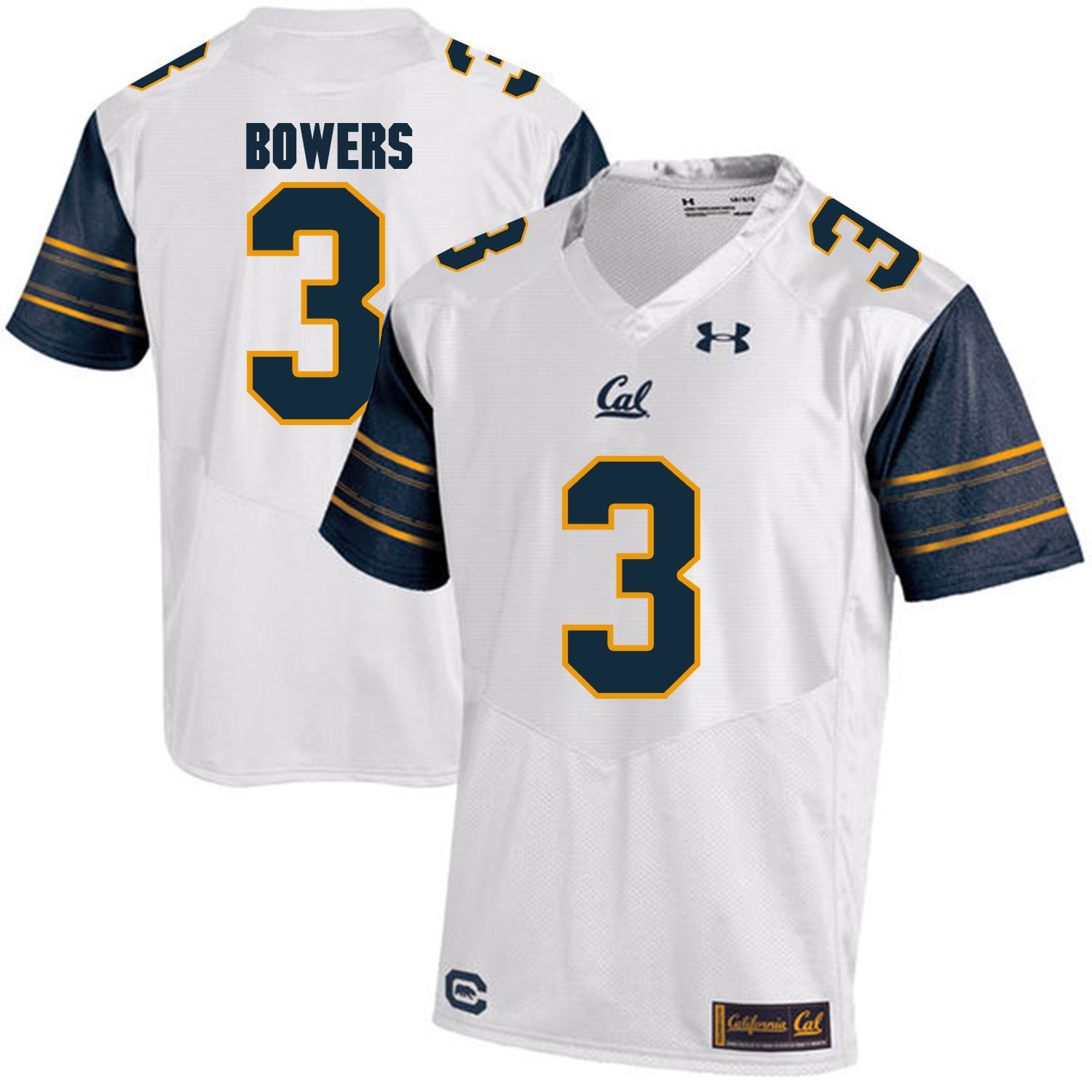 Men California Golden Bears #3 Ross Bowers White Customized NCAA Jerseys->customized ncaa jersey->Custom Jersey